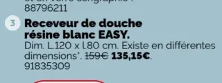 Receveur de douche résine blanc EASY Sensea