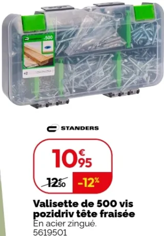 Valisette de 500 vis pozidriv tête fraisée