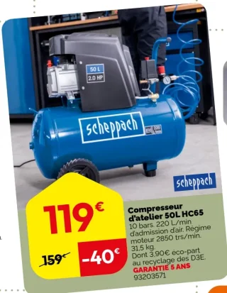 Compresseur d'atelier 50L HC65