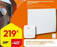 Radiateur électrique connecté à inertie sèche SIBAYAK II Sauter 1000 W