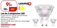 Lot de 3 ampoules LED Lexman