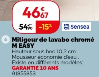 Mitigeur de lavabo chromé M EASY Sensea