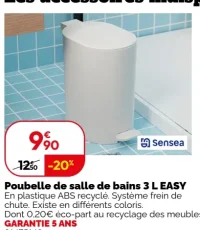 Poubelle de salle de bains 3 L EASY Sensea