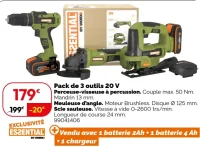 Pack de 3 outils 20 V ES2ENTIAL BY WORX