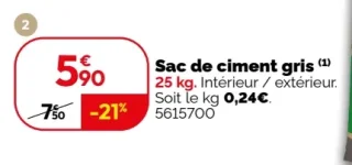 Sac de ciment gris