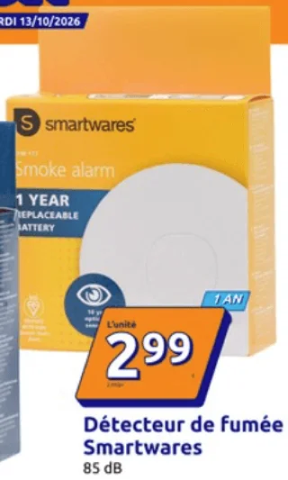 Détecteur de fumée Smartwares 85 dB