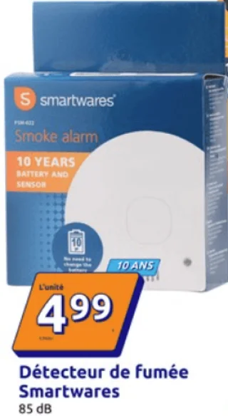 Détecteur de fumée Smartwares 10 ANS 85 dB