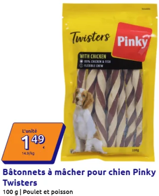 Bâtonnets à mâcher pour chien Pinky Twisters