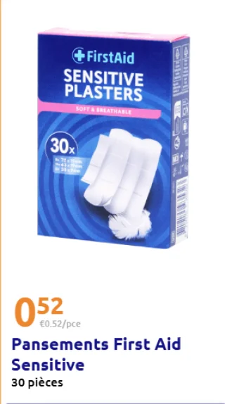 Pansements First Aid Sensitive