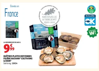 Huîtres Plates Moyennes Filière Auchan "Cultivons Le Bon"