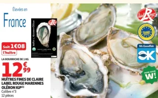 Huîtres Fines de Claire Label Rouge Marennes Oléron IGP
