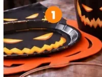 10 assiettes noires décor citrouille