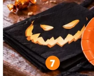 20 serviettes noires décor citrouille