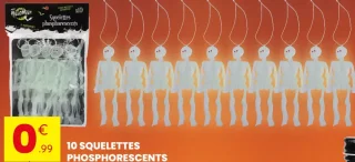 10 SQUELETTES PHOSPHORESCENTS