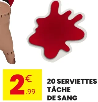 20 serviettes tâche de sang