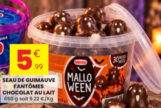 Seau de guimauve fantômes chocolat au lait Nawarra Malloween