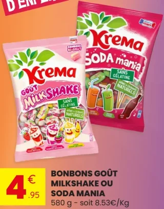Bonbons goût Milkshake ou Soda Mania Krema