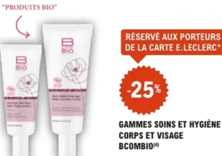 Gammes soins et hygiène corps et visage Bcombio