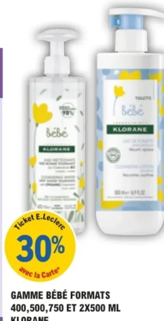 Gamme Bébé formats 400, 500, 750 et 2x500 ml Klorane
