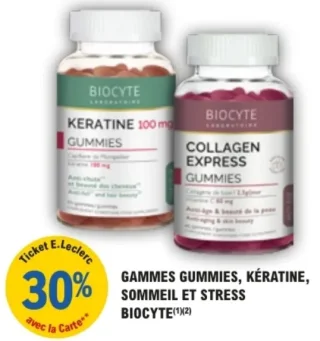 Gammes Gummies, Kératine, Sommeil et Stress Biocyte