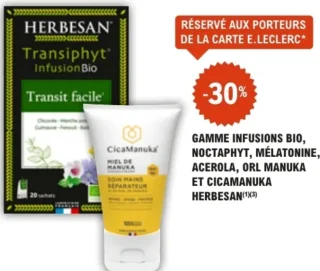 Gamme infusions bio, Noctaphyt, Mélatonine, Acerola, ORL Manuka et CicaManuka Herbesan