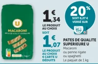 Macaroni Pâtes de Qualité Supérieure U