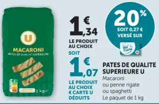 Macaroni Pâtes de Qualité Supérieure U
