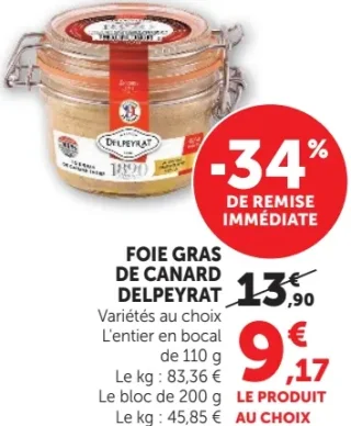 Foie gras de canard entier en bocal Delpeyrat