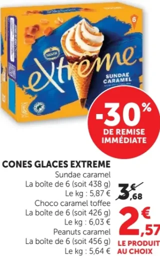 Cones Glaces Extreme Sundae caramel