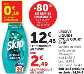 LESSIVE LIQUIDE CYCLE COURT SKIP Variétés au choix