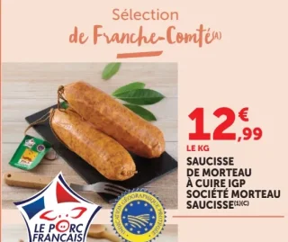 Saucisse de Morteau à cuire IGP Société Morteau Saucisse