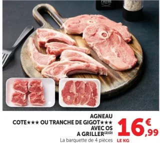 Agneau cote*** ou tranche de gigot*** avec os à griller