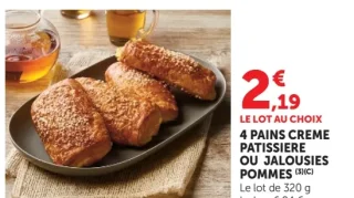 4 Pains crème pâtissière ou jalousies pommes