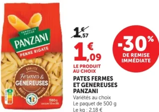 Pates Fermes et Genereuses Panzani Penne Rigate