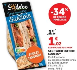 Sandwich Suedois Poulet Tandoori Sodebo