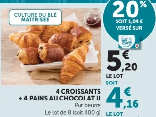 4 Croissants + 4 Pains au chocolat U