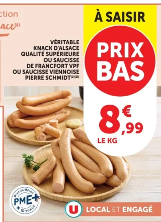 Véritable knack d'Alsace, Saucisse de Francfort ou Saucisse viennoise Pierre Schmidt
