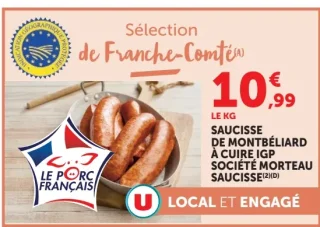Saucisse de Montbéliard à cuire IGP / Société Morteau Saucisse