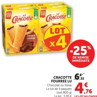 Cracotte Fourree LU Chocolat ou fraise