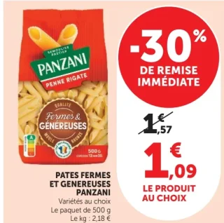 Panzani Pâtes Fermes et Généreuses Penne Rigate