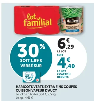 d'aucy Haricots Verts Extra Fins Coupes Cuisson Vapeur