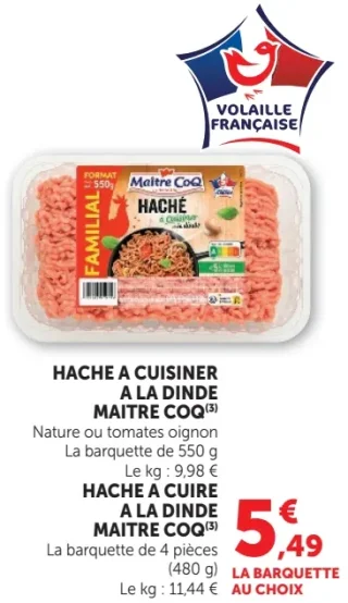 Haché à cuisiner à la dinde Maître Coq