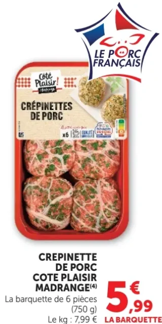 Crépinette de porc Côté Plaisir Madrange