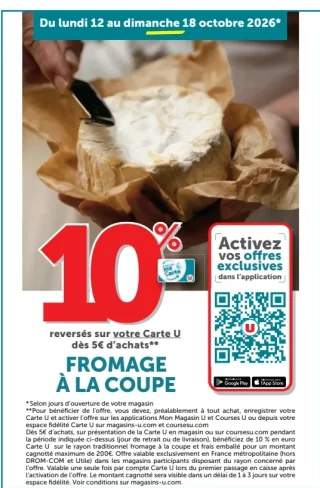 Fromage à la coupe - 10% reversés sur votre Carte U