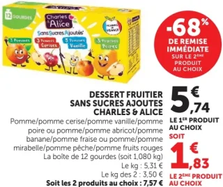 Dessert Fruitier sans sucres ajoutés Charles & Alice