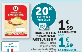 Tranchettes d'emmental pasteurisé U