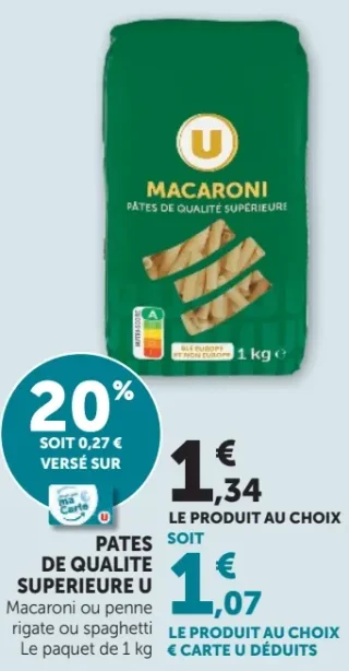 PATES DE QUALITE SUPERIEURE U