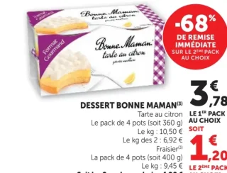 Dessert Bonne Maman Tarte au citron / Fraisier