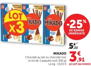 Chocolat au lait ou chocolat noir Mikado