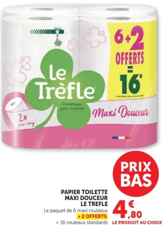 PAPIER TOILETTE MAXI DOUCEUR LE TREFLE